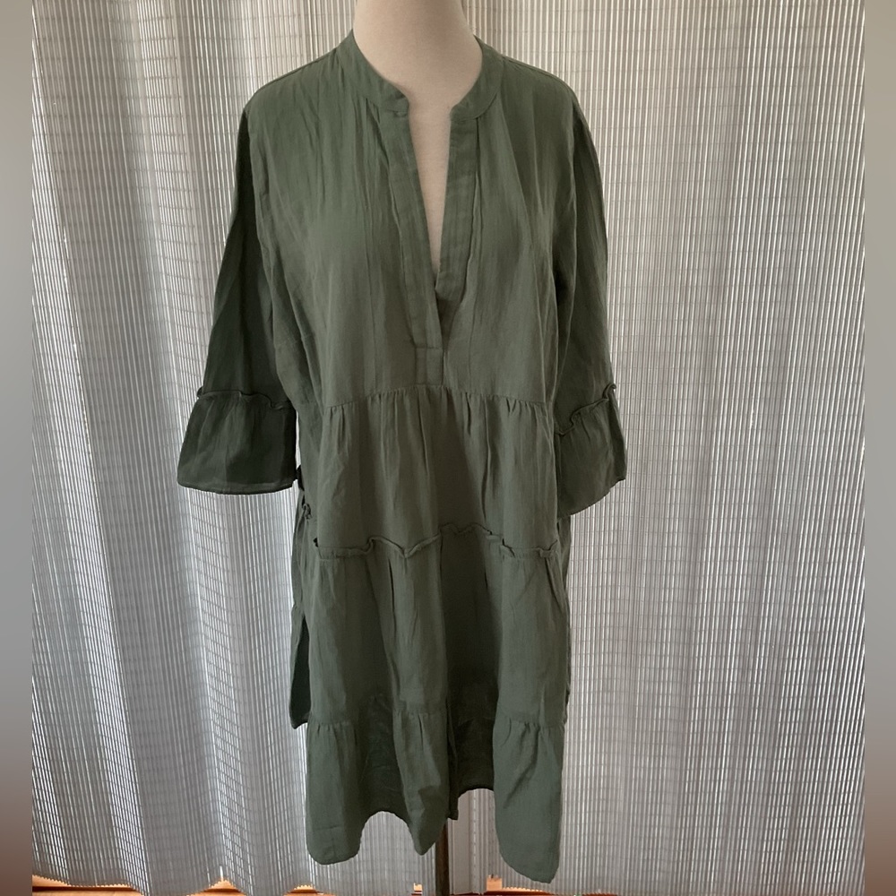 Vero Moda Olive Green Tiered Tunic Dress